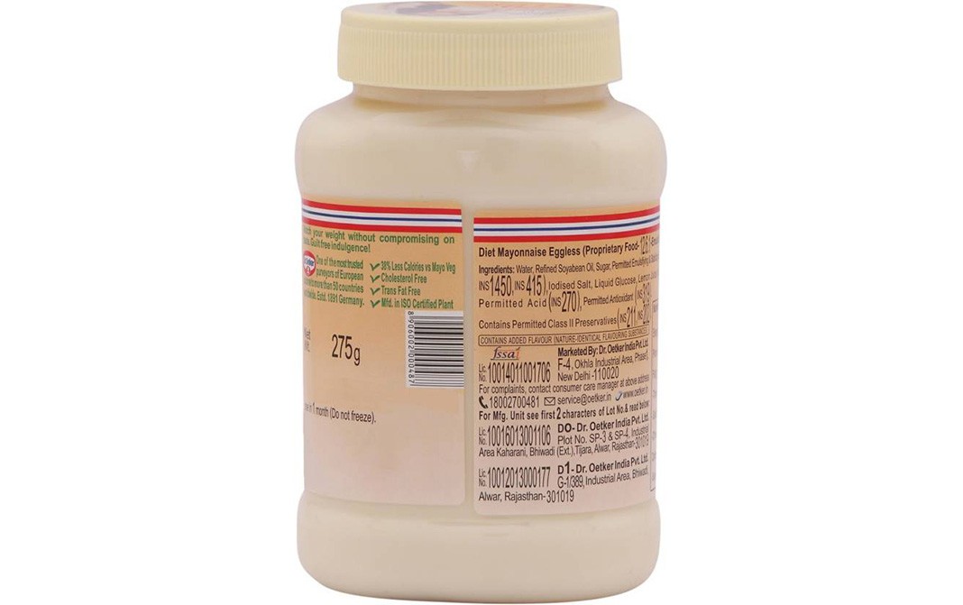 Dr. Oetker Fun foods Mayonnaise Diet    Plastic Jar  275 grams
